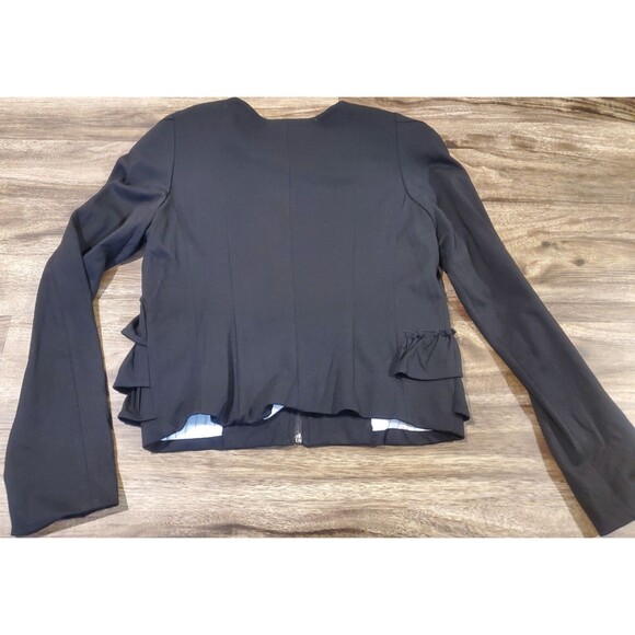 Aryn K. Women's Medium Lined Full Zip Ruffled Jacket Black - Picture 6 of 6